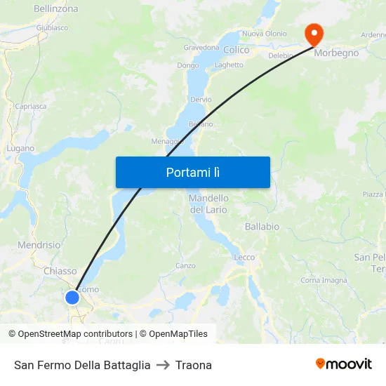 San Fermo Della Battaglia to Traona map