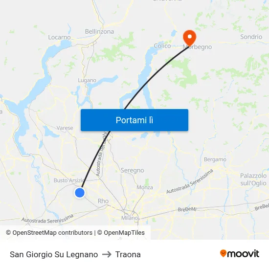 San Giorgio Su Legnano to Traona map