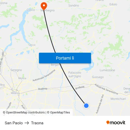 San Paolo to Traona map