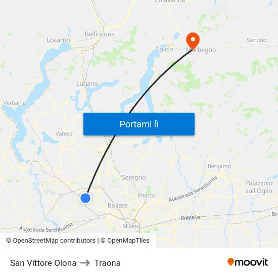 San Vittore Olona to Traona map