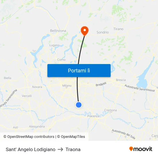Sant' Angelo Lodigiano to Traona map