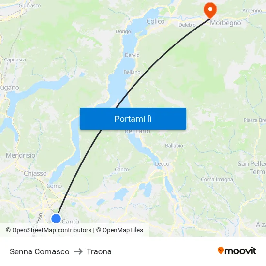 Senna Comasco to Traona map