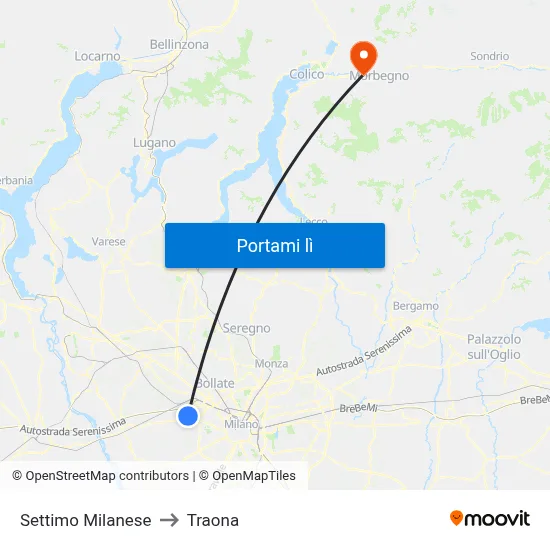Settimo Milanese to Traona map