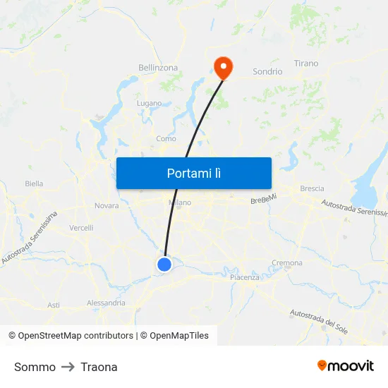 Sommo to Traona map