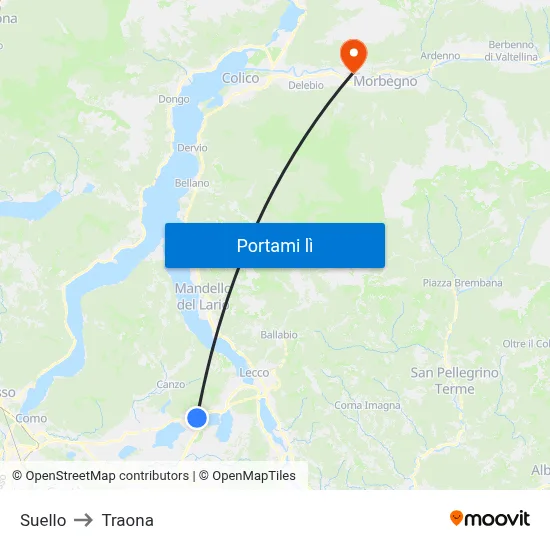 Suello to Traona map