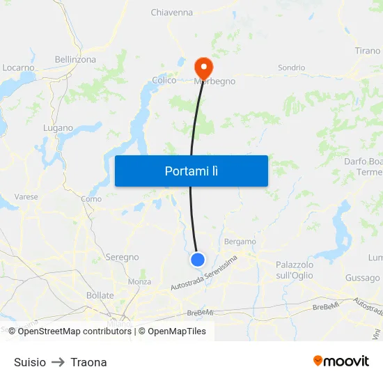 Suisio to Traona map