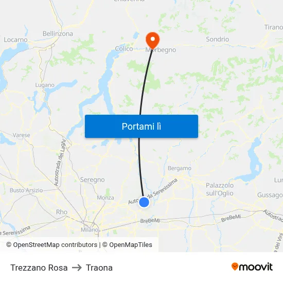 Trezzano Rosa to Traona map