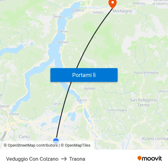 Veduggio Con Colzano to Traona map