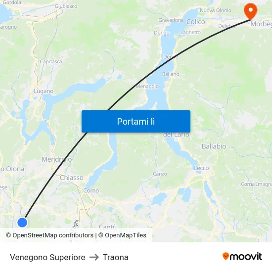 Venegono Superiore to Traona map