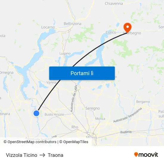 Vizzola Ticino to Traona map