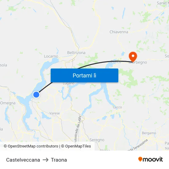 Castelveccana to Traona map