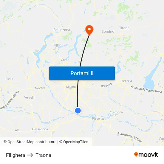 Filighera to Traona map