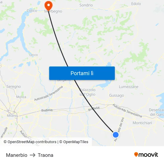 Manerbio to Traona map
