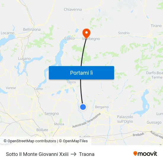 Sotto Il Monte Giovanni Xxiii to Traona map