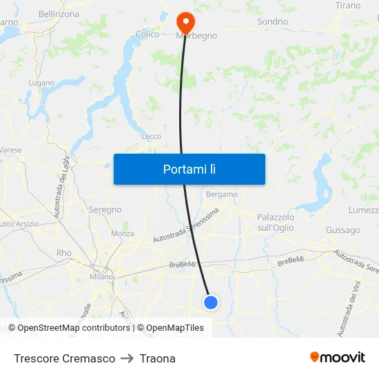 Trescore Cremasco to Traona map