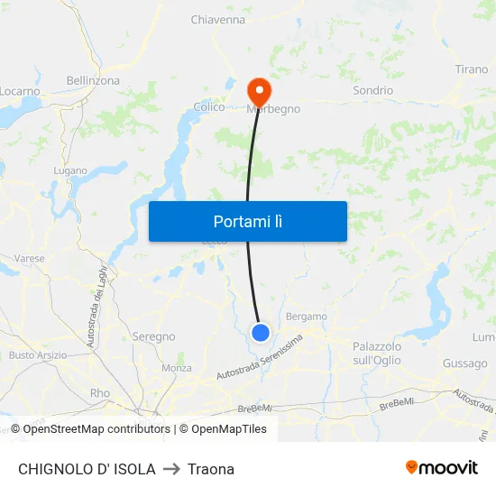 CHIGNOLO D' ISOLA to Traona map