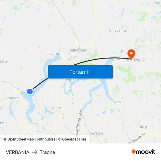 VERBANIA to Traona map