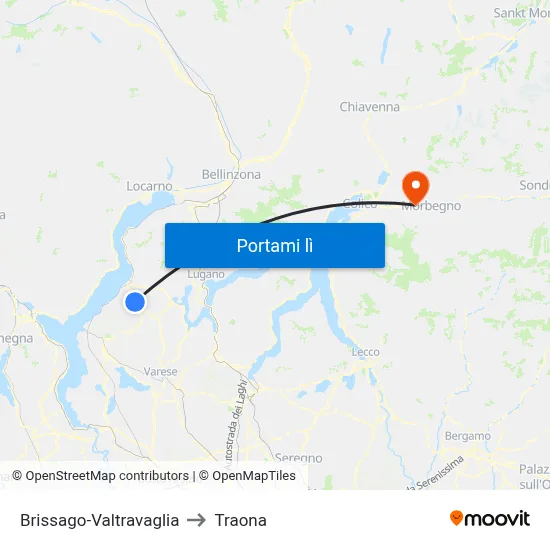 Brissago-Valtravaglia to Traona map