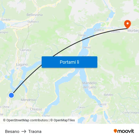 Besano to Traona map