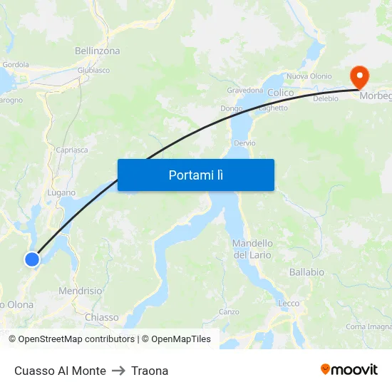 Cuasso Al Monte to Traona map