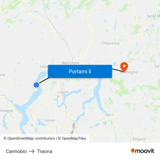 Cannobio to Traona map