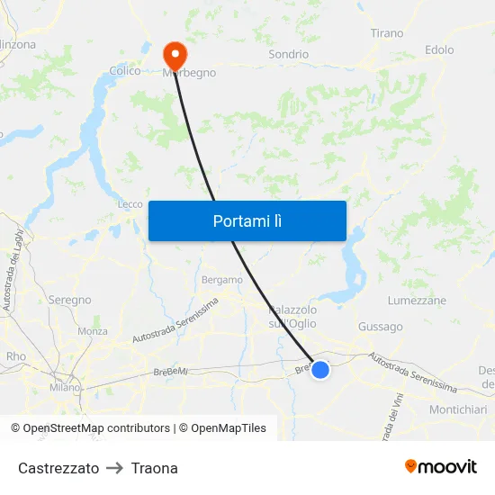 Castrezzato to Traona map