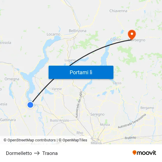 Dormelletto to Traona map
