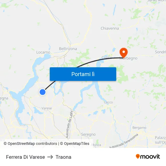 Ferrera Di Varese to Traona map