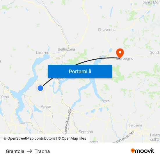 Grantola to Traona map