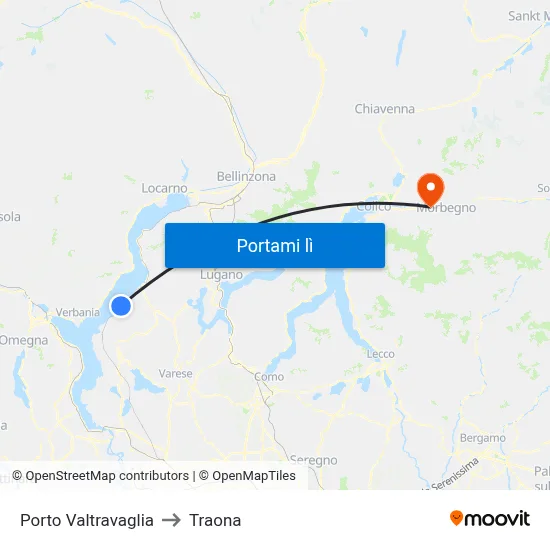 Porto Valtravaglia to Traona map