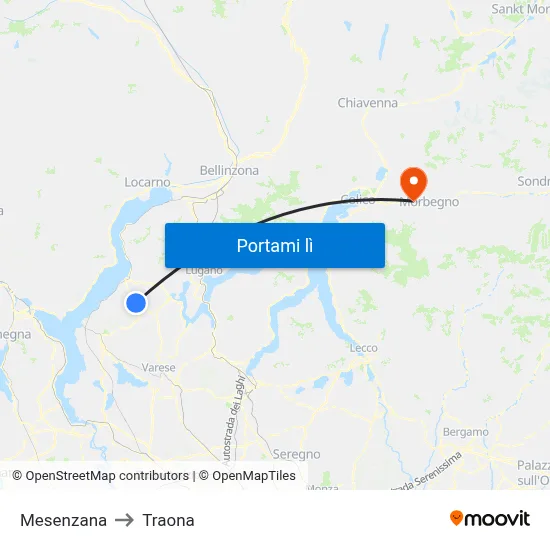 Mesenzana to Traona map