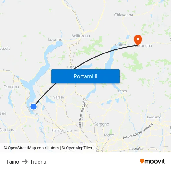Taino to Traona map