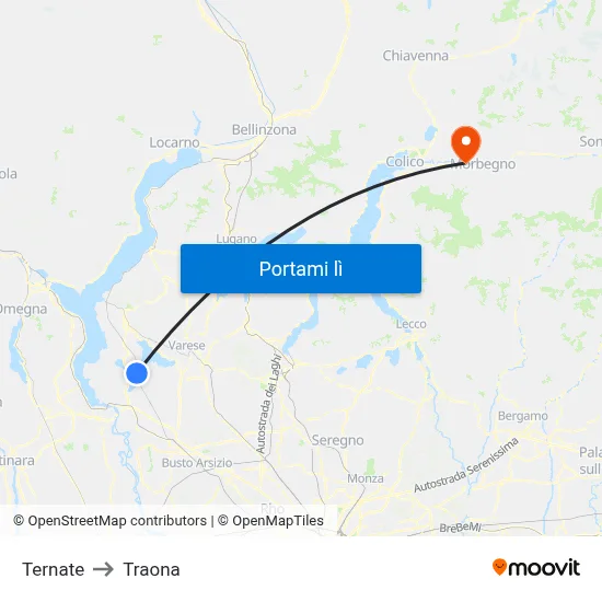 Ternate to Traona map