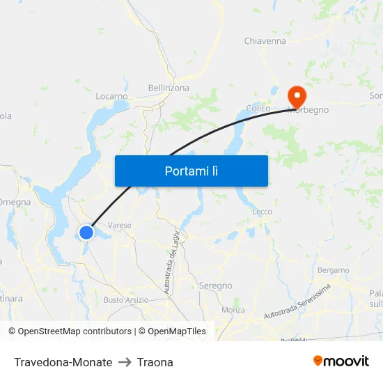 Travedona-Monate to Traona map