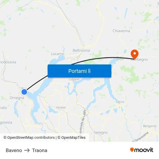 Baveno to Traona map
