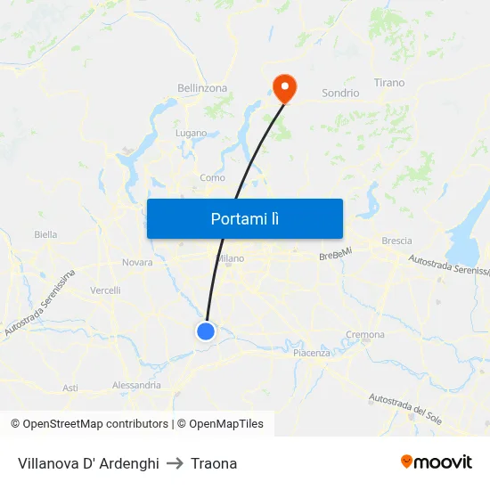 Villanova D' Ardenghi to Traona map