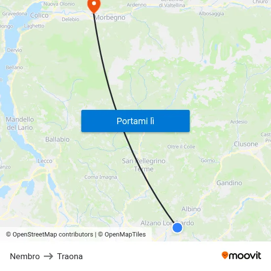 Nembro to Traona map