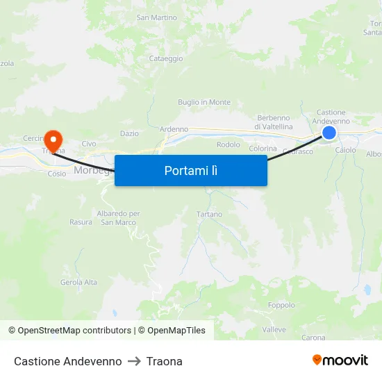 Castione Andevenno to Traona map