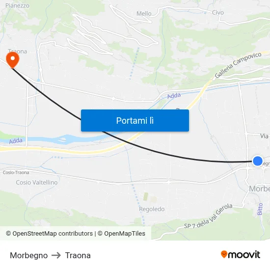 Morbegno to Traona map