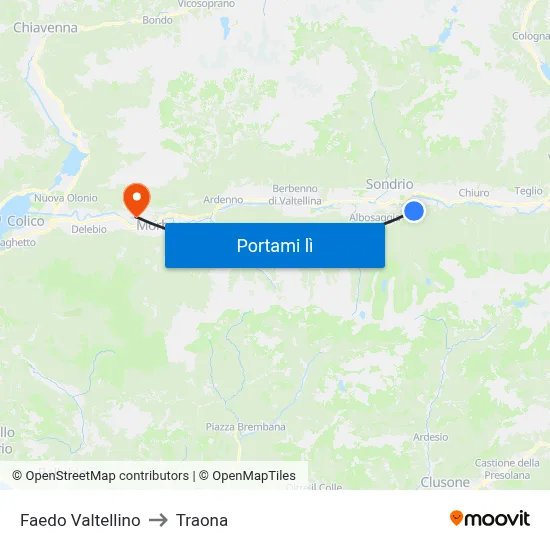 Faedo Valtellino to Traona map