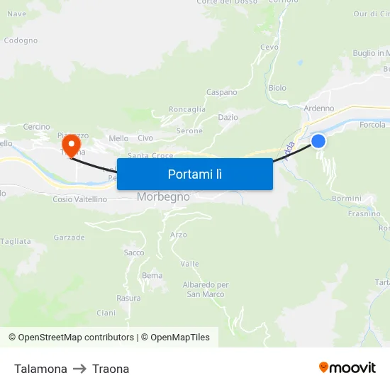 Talamona to Traona map