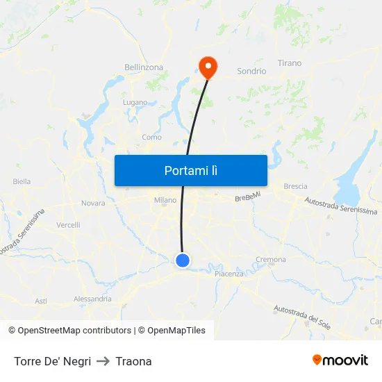 Torre De' Negri to Traona map