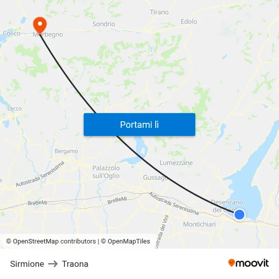 Sirmione to Traona map