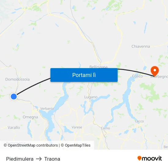 Piedimulera to Traona map