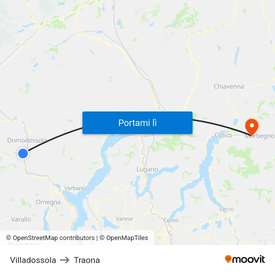Villadossola to Traona map