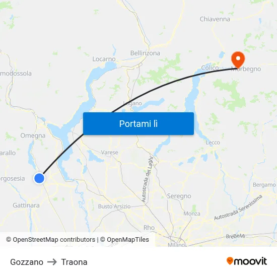 Gozzano to Traona map