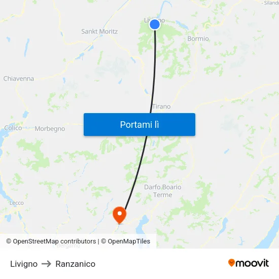 Livigno to Ranzanico map