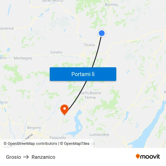 Grosio to Ranzanico map