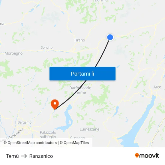 Temù to Ranzanico map