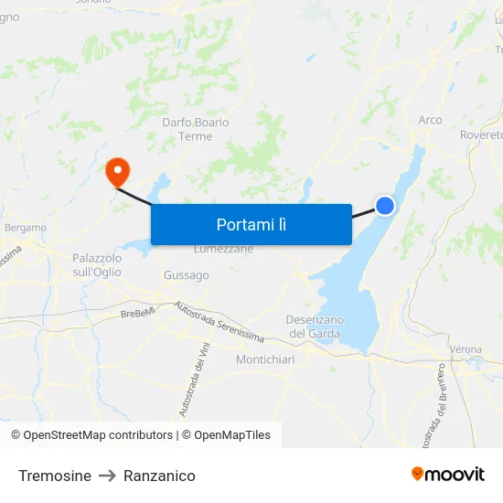 Tremosine to Ranzanico map